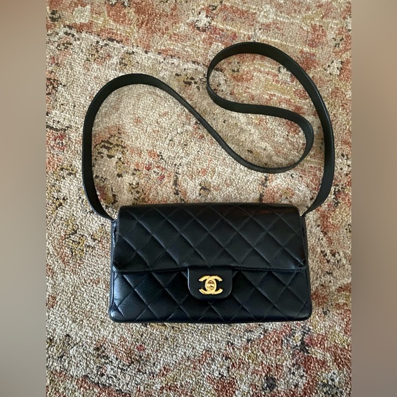 Chanel Vintage Chanel Boston Speedy Black Caviar Leather Handbag +